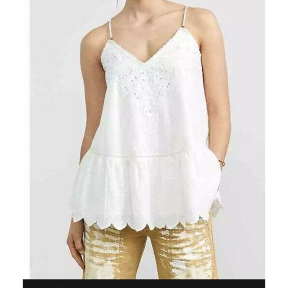 ANTHROPOLOGIE Let Me Be Lace Peplum Tank NWT White $148 Romantic Sz 10 Cottage - Picture 1 of 12